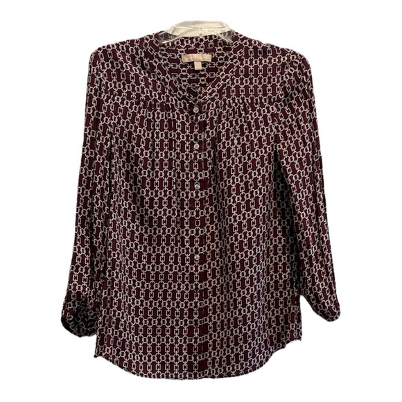 Banana Republic Women's Burgundy Patterned Top- size small - Picture 1 of 3